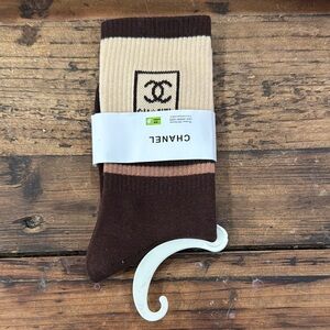 Brown and Cream Ribbed Casual Socks